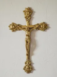 Wandkreuz aus Messing Kreuz zum Aufhängen Jesus-Christus Kruzifix 32cm