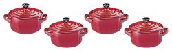Le Creuset Mini Cocotte 4er-Set Steinzeug Kirschrot Metallic 10x5cm