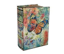 Hohles Buch mit Geheimfach Schmetterling Buchversteck Nostalgie 27cm
