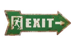 Blechschild EXIT Grün Wegweiser Pfeil Nostalgie Dekoschild Vintage 50x19cm