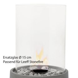 Leeff Ersatzglas für Stonefire Tischkamin Glaszylinder Tischfeuer Rund 15cm