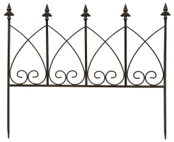 Beetzaun Metall Zum Stecken Beeteinfassung Beetumrandung Antik-Stil Braun 62cm