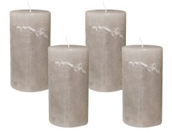 4 Rustic Stumpenkerzen Premium Kerze Grau 7x15cm - 65 Std Brenndauer
