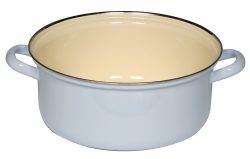 Riess Kasserole Emaille Topf Pastell Blau mit Chromrand 24cm
