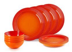 Le Creuset 12-teiliges Geschirrset Steinzeug Ofenrot