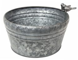 Blumentopf Rund Vögel Zink Vintage Stil Pflanztopf Übertopf Metall 23 cm