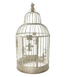 Deko Vogelkäfig Lilie Nostalgie Voliere Landhausstil Antik-Weiß 38 cm