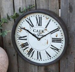 Chic Antique Wanduhr Cafe de France Vintage-Stil Metallrahmen Rund 35cm