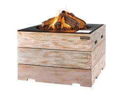Happy Cocooning, Happy Cocooning Feuertisch Teak-Holz Stehtisch quadratisch grau 760x1000mm