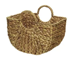 Geflochtener Korb Aufbewahrungskorb mit Henkeln Wasserhyazinthe Boho-Style 35 cm