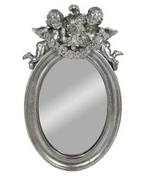 Wandspiegel Engel Silber Oval Barock Spiegel Antik-Stil Vintage 49x30cm