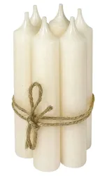 Spitzkerzen Elfenbein Stabkerzen Weiß 6 Stück Echtwachs 12cm - 4 Std Brenndauer