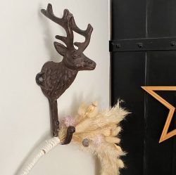 Garderobenhaken Rentier Groß Wandhaken Kleiderhaken Gusseisen Antik-Braun 22cm