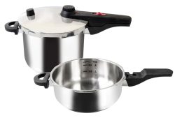 Kelomat Schnellkochtopf Set Alfa mit Deckel und Schnellbratpfanne 4,5 + 3 Liter