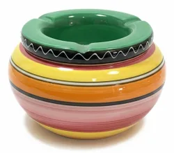 Sturmaschenbecher XL Keramik 14 cm Windaschenbecher für draußen Deckel Grün