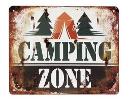 Blechschild CAMPING ZONE Vintage Nostalgie Dekoschild Campen Zelten 20x25cm