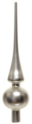 Christbaumspitze Silber Grau Matt aus Glas ? Elegante Weihnachtsbaumspitze 26 cm