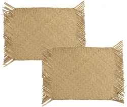 Tischsets Boho Seegras geflochten 2 Stück Platzsets Natur Handgefertigt 48x34cm
