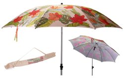 Sonnenschirm Dschungel 200 cm Tropen Blumen Strandschirm Knickbar UPF 50+ Beige
