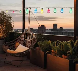Solar Lichterkette mit 10 bunten LED Glühbirnen Garten Partyleuchten 4,5 Meter