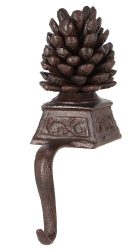 Dekohalter Haken für Kante Gusseisen Braun Tannen Zapfen Kantenhänger Vintage