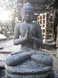 Buddha Figur 60 cm Groß Guss-Stein Massiv Frostsicher Sitzend Gruß Garten Statue