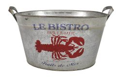 Pflanzgefäß Zinkwanne Hummer Fruit de Mer Vintage Blumenkübel Zink 37x28cm