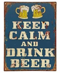 Blechschild KEEP CALM AND DRINK BEER Nostalgie Vintage 33x25cm