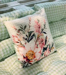 Outdoor Kissen Blumen Vintage Gartenkissen Wasserabweisend Weiß Grün 45x45cm