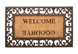 Fussmatte Welcome / Goodbye Nostalgie Fussabtreter Gummi / Kokos 75x45cm