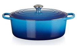 Le Creuset Bräter Signature Oval Gusseisen Azure Blau 31 cm