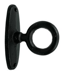 Anbindering mit Platte Gusseisen Antik-Stil Befestigungsring Schwarz 9cm