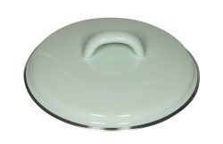 Riess Deckel Emaille Pastell Türkis mit Chromrand 14cm