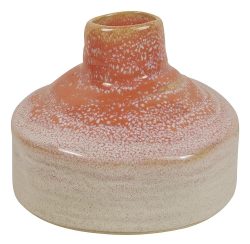 Blumenvase Keramik Orange Handgefertigt Flaschenform Mediterran Vintage 13cm