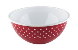 Riess Obst und Salatschüssel Emaille Pünktchen Rot 22cm