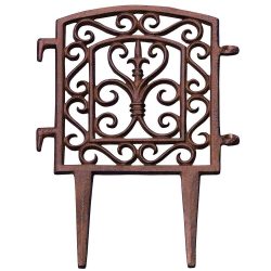 Beetzaun Beeteinfassung Gusseisen Antik-Braun 17x28cm Beetumrandung Ziergitter