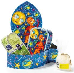 La Perle des Dieux Geschenkset Sardinen Lulu schwimmt im Weltraum Coralie Joulin