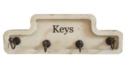 Schlüsselbrett KEYS Schlüsselhalter Holz Landhausstil Antik-Weiß