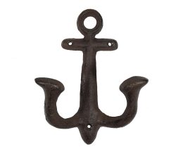 Garderobenhaken Anker Doppel-Haken Maritim Gusseisen Antik-Braun 21cm