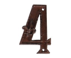 Hausnummer Zahl 4 Vier Antik-Stil Gusseisen H12cm