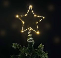 Weihnachtsbaumspitze Stern Gold Beleuchtet 20 LED Christbaumspitze Warmweiß