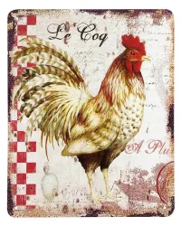 Blechschild Hahn Le Coq Retro Vintage Deko Küche Frankreich Provence 25x20cm