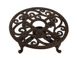 Stövchen Landhaus Warmhalteplatte Rund Gusseisen Rechaud Antik-Stil Braun 18,5cm