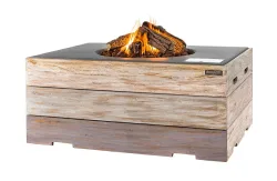 Happy Cocooning Feuertisch TEAK-Holz rechteckig grau 1070 x 800 mm