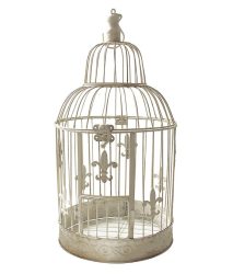 Deko Vogelkäfig Lilie Nostalgie Voliere Landhausstil Antik-Weiß 50 cm