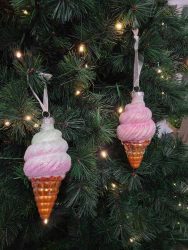 Christbaumschmuck Eis 2 Stück Glas Christbaumanhänger Eiswaffeln Christbaumfigur