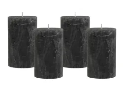 4 Rustic Stumpenkerzen Premium Kerze Anthrazit 6x10cm - 38 Std Brenndauer