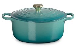 Le Creuset Bräter Signature Rund Gusseisen Bleu Riviera Blau 28 cm