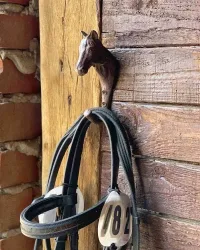 Garderobenhaken Pferdekopf Trensenhalter Pferd Haken Gusseisen Antik-Stil Braun