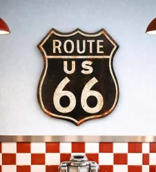 Blechschild ROUTE 66 US Groß Retro Vintage Deko XL Highway Geprägt 40 x 50 cm